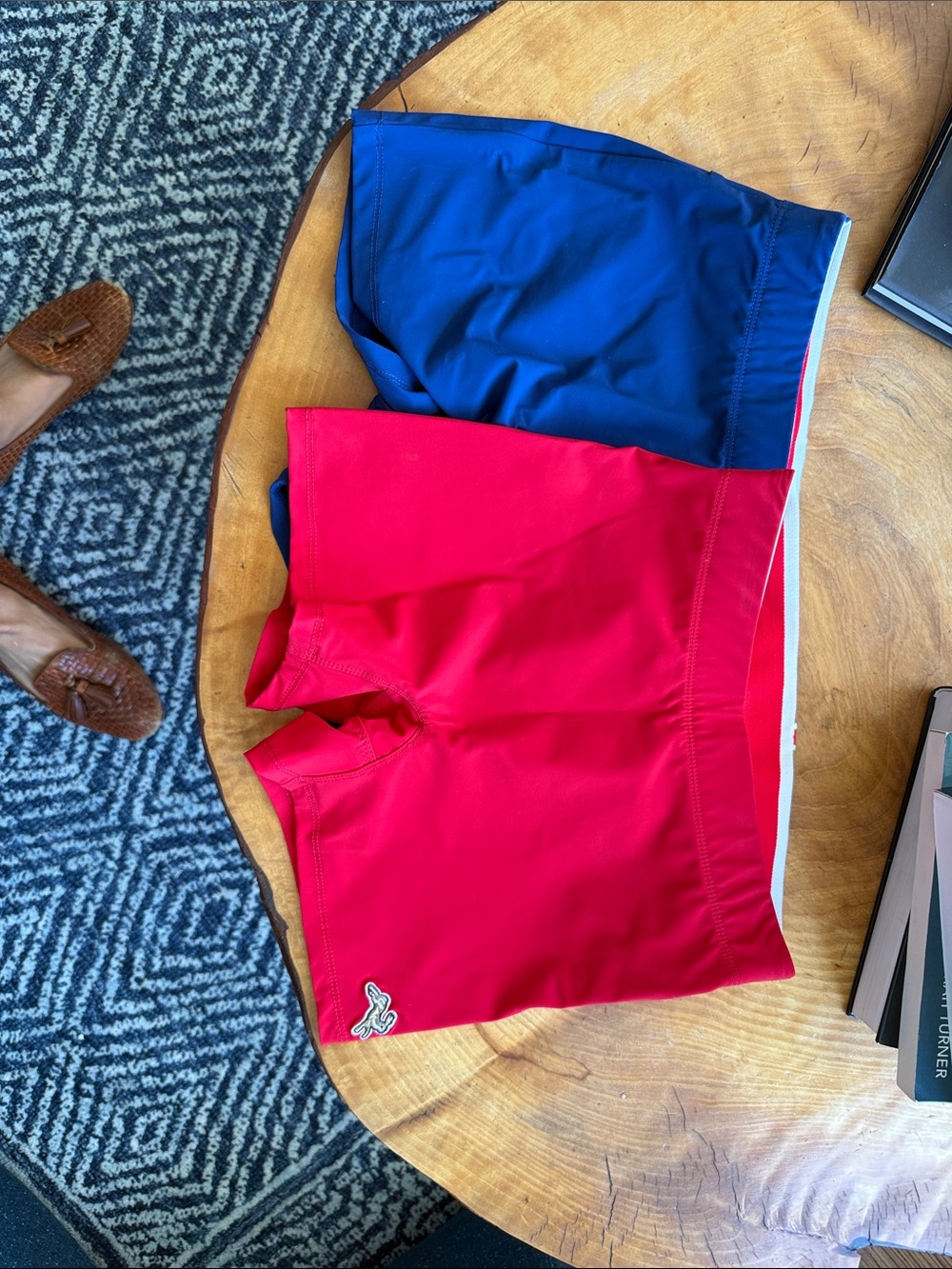 Tracksmith Red and Navy Hybrid Shorts